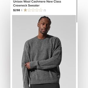 UNISEX ALO YOGA New Class Cashmere Crewneck Sz SMALL